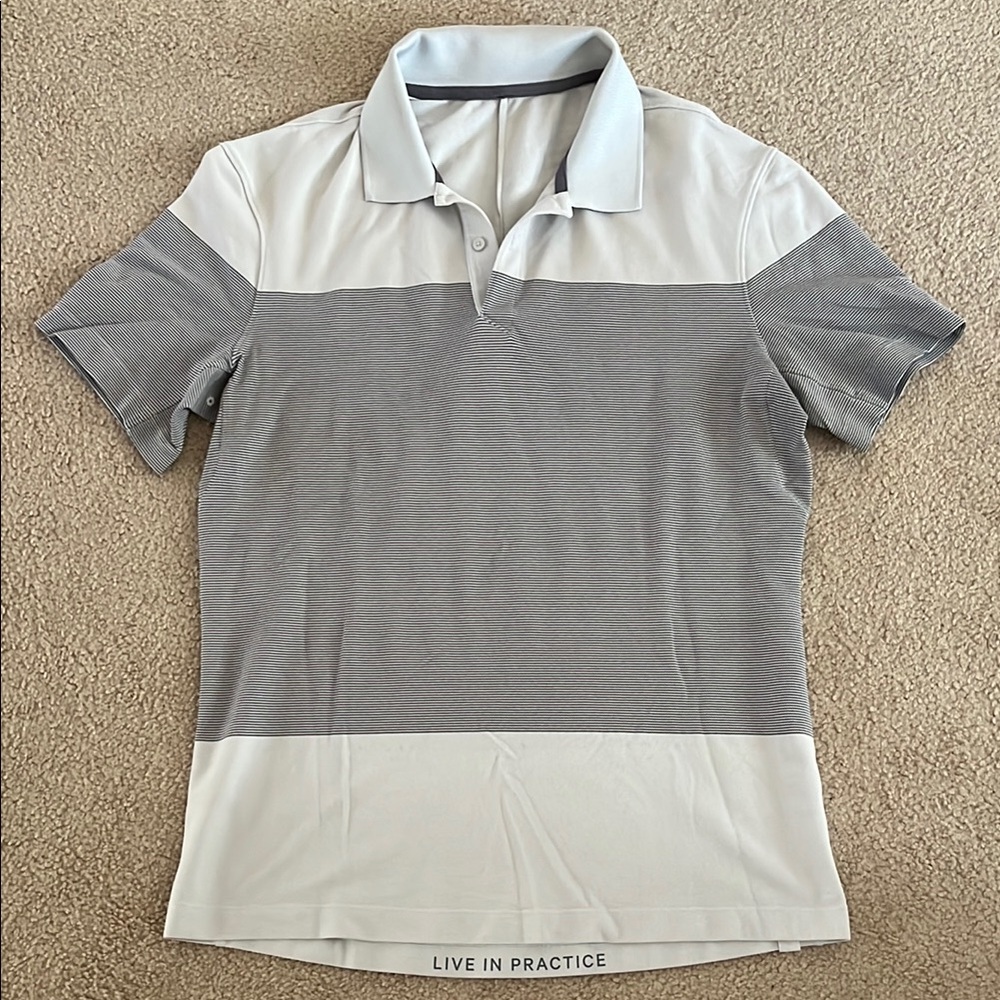 Lululemon Grey and White Color-Blocked Polo Shirt